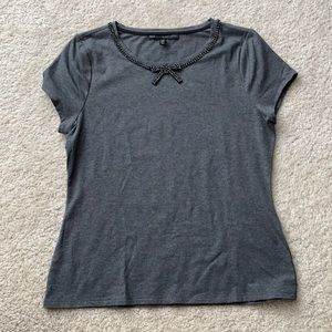 White House Black Market rhinestone bow embellished t shirt